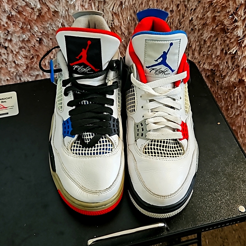 Jordan 4 Retro What The 4 Fire Red Military Blue Tech Grey White CI1184-146